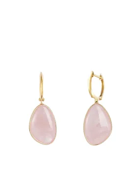 18k Gold Plated Rose Quartz Geometric Drop Earrings