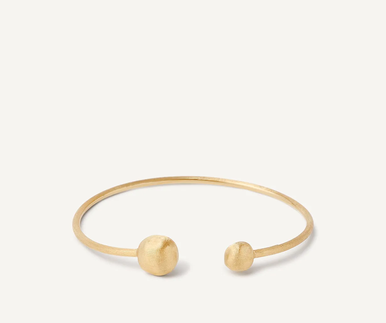 18K Yellow Gold Flexible Bangle With Small Beads