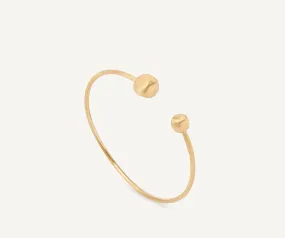 18K Yellow Gold Flexible Bangle With Small Beads