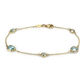 18K Yellow Gold Rolo Link Topaz Bracelet