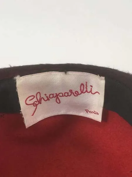 1950s Elsa Schiaparelli Red and Black Felt Eastern Hat