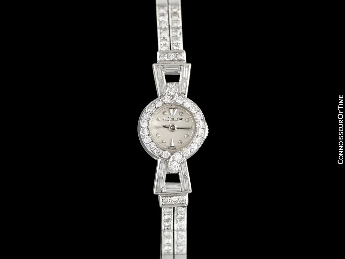 1952 Jaeger-LeCoultre Vintage Ladies Backwind Cocktail Watch - Platinum & Diamonds