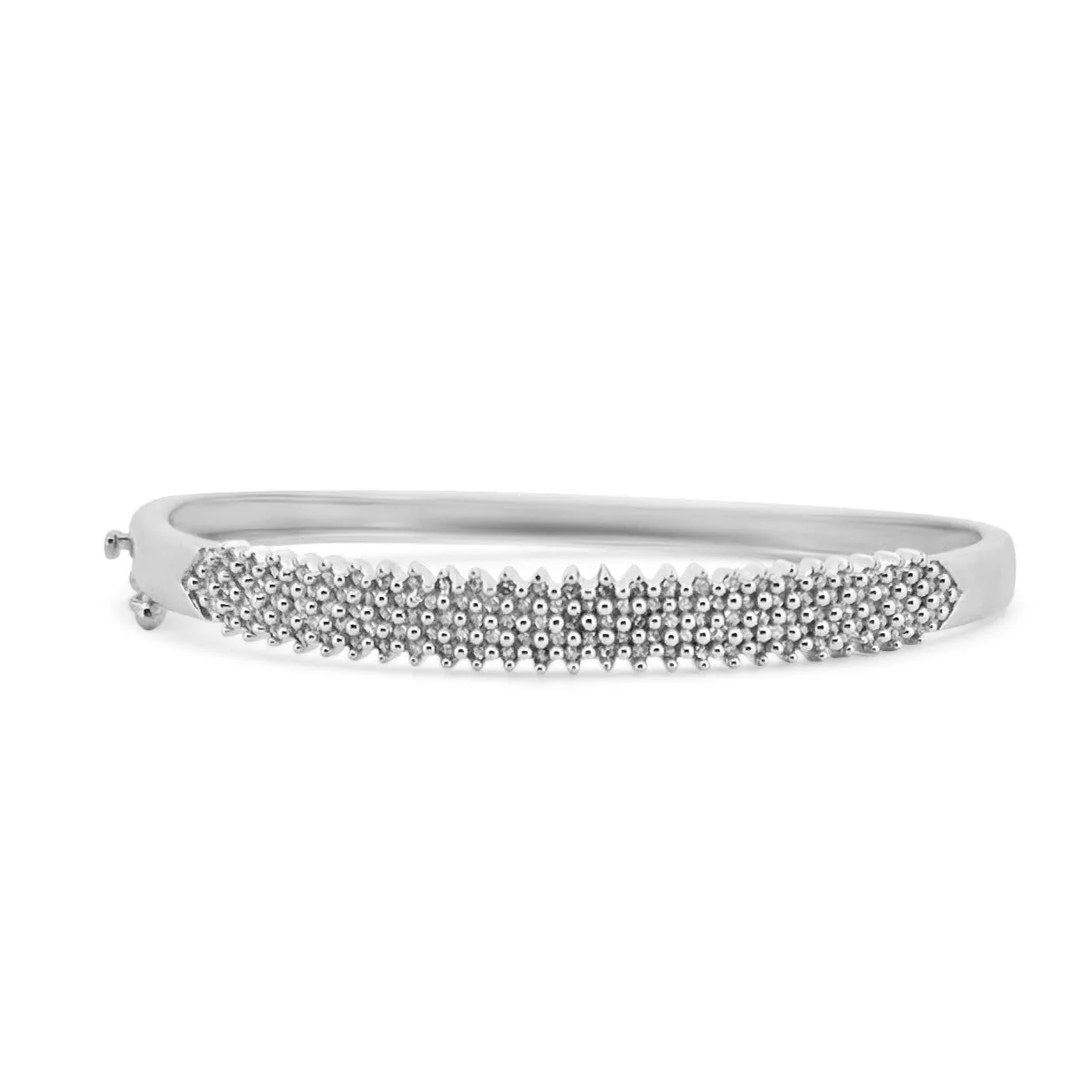 1ctw 3-Row Diamond Bangle Bracelet in 14k White Gold