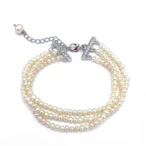 223-01-S | VINTAGE TRIPLE STRAND BRACELET (WHITE/SILVER)