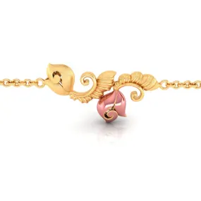 22k Pink Flower Chain Gold Bracelet