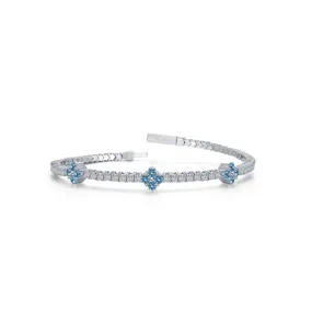 2.45 CTW Blue Topaz Station Flexible Tennis Bracelet