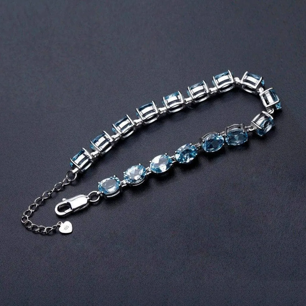 25.26 Ctw Natural Sky Blue Topaz Tennis Bracelet