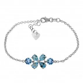 3.15 Carat 14K Solid White Gold Bracelet Natural Blue Topaz