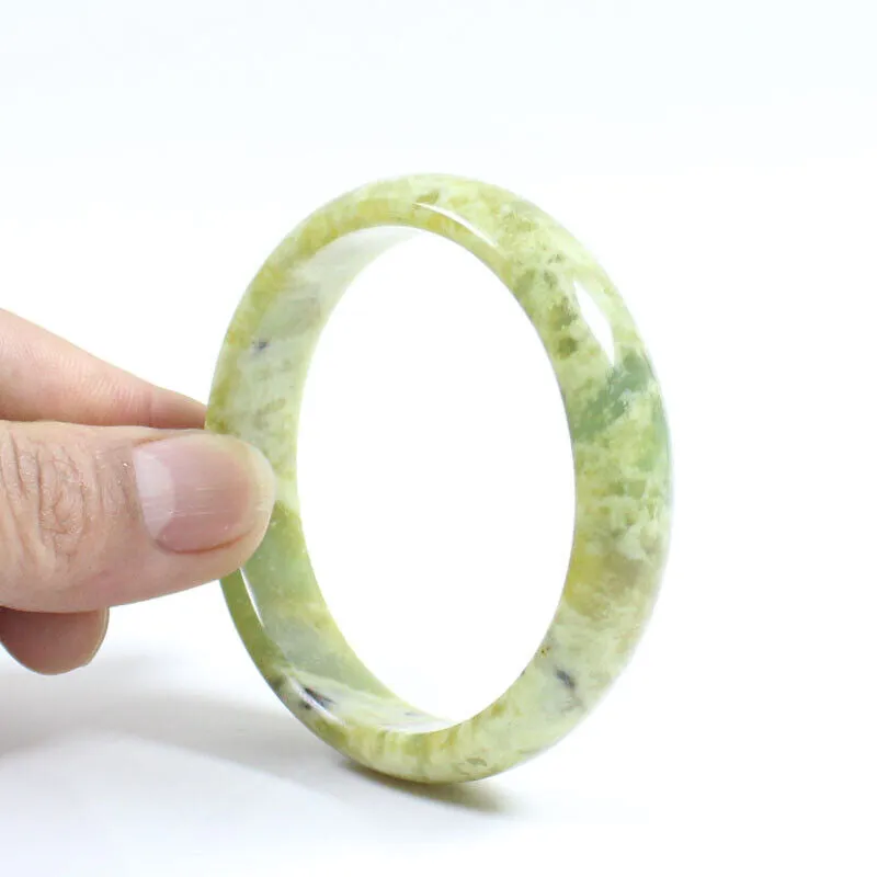 60mm Certified Grade Natural Green Brown Jade Jade Bangle Bracelet