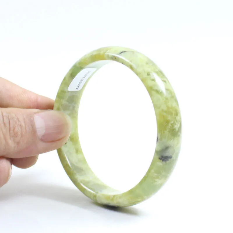 60mm Certified Grade Natural Green Brown Jade Jade Bangle Bracelet