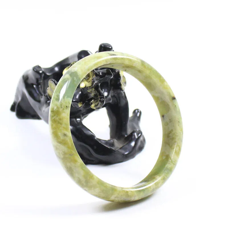 60mm Certified Grade Natural Green Brown Jade Jade Bangle Bracelet