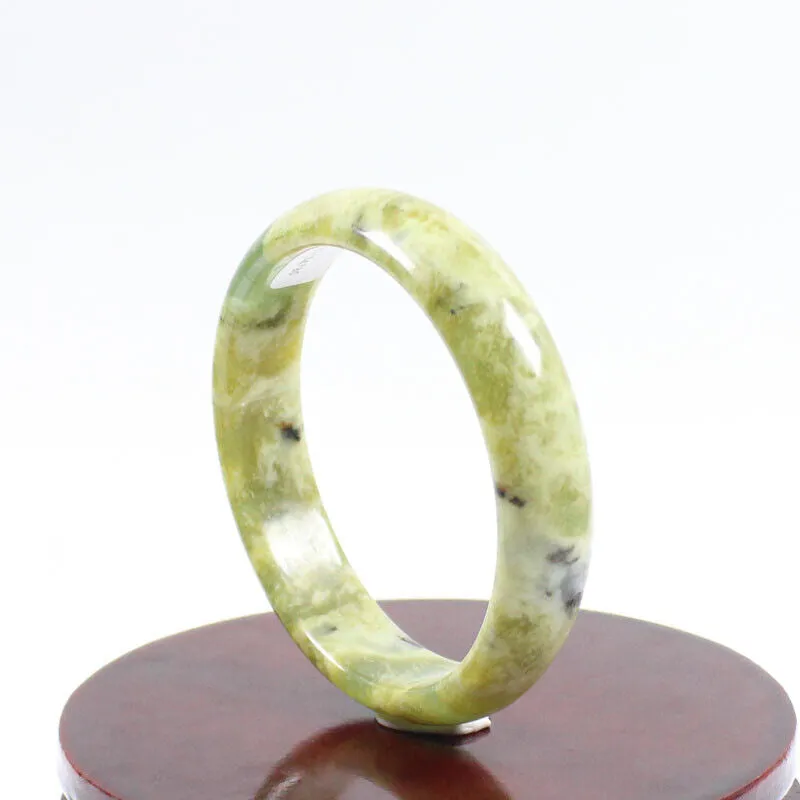 60mm Certified Grade Natural Green Brown Jade Jade Bangle Bracelet