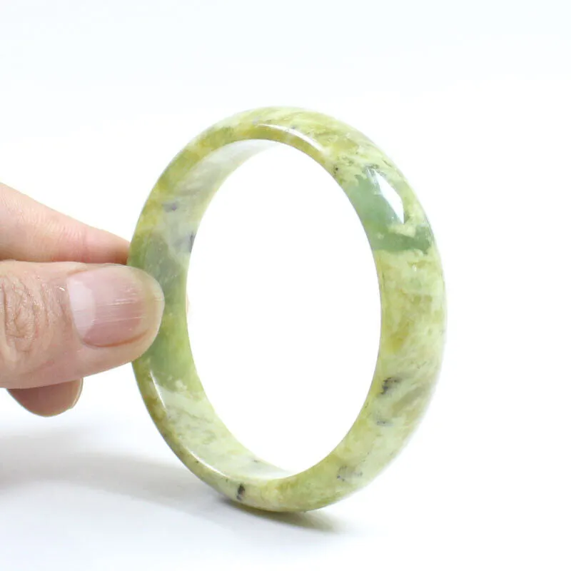 60mm Certified Grade Natural Green Brown Jade Jade Bangle Bracelet