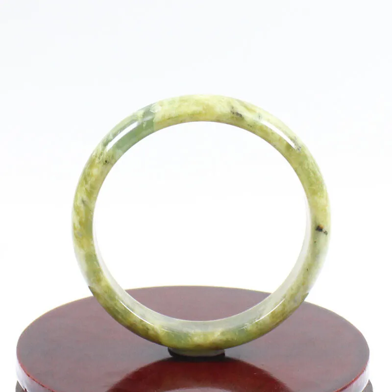 60mm Certified Grade Natural Green Brown Jade Jade Bangle Bracelet