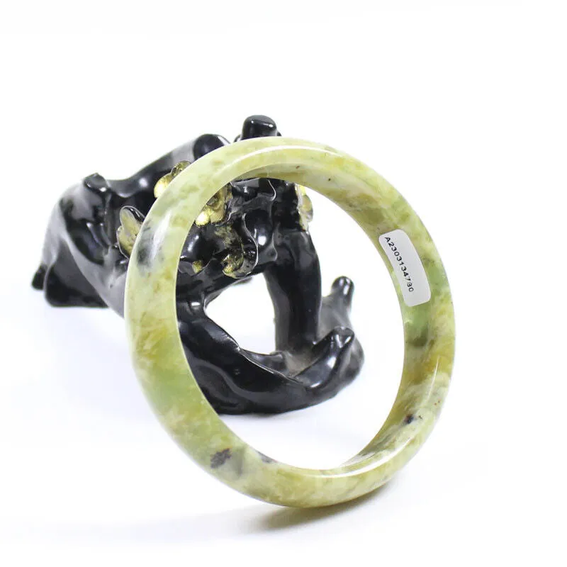 60mm Certified Grade Natural Green Brown Jade Jade Bangle Bracelet