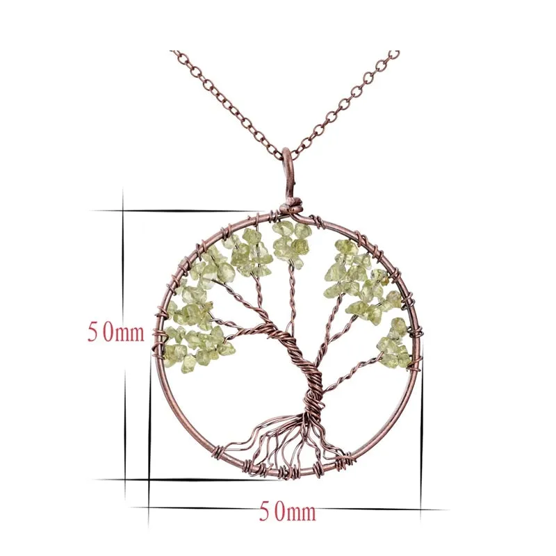 7 Chakra Tree Of Life Pendant Necklace in Copper