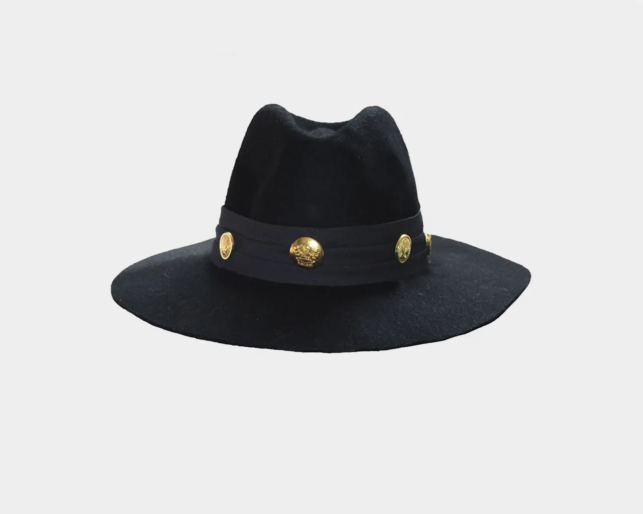 74 Black Wool Panama Style Hat - The Aspen