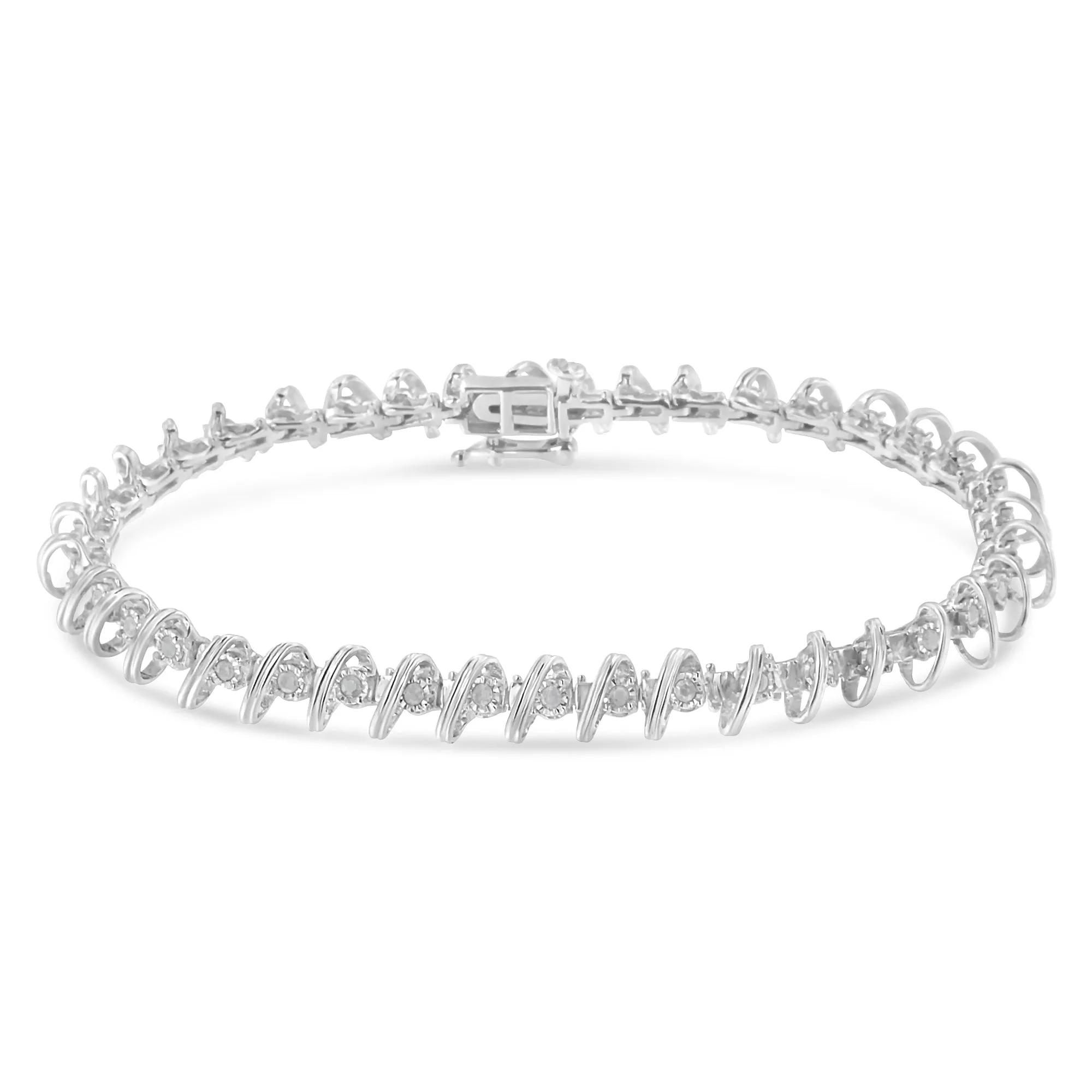 .925 Sterling Silver 1/2 Cttw Diamond Miracle-Set 7" Tennis Bracelet