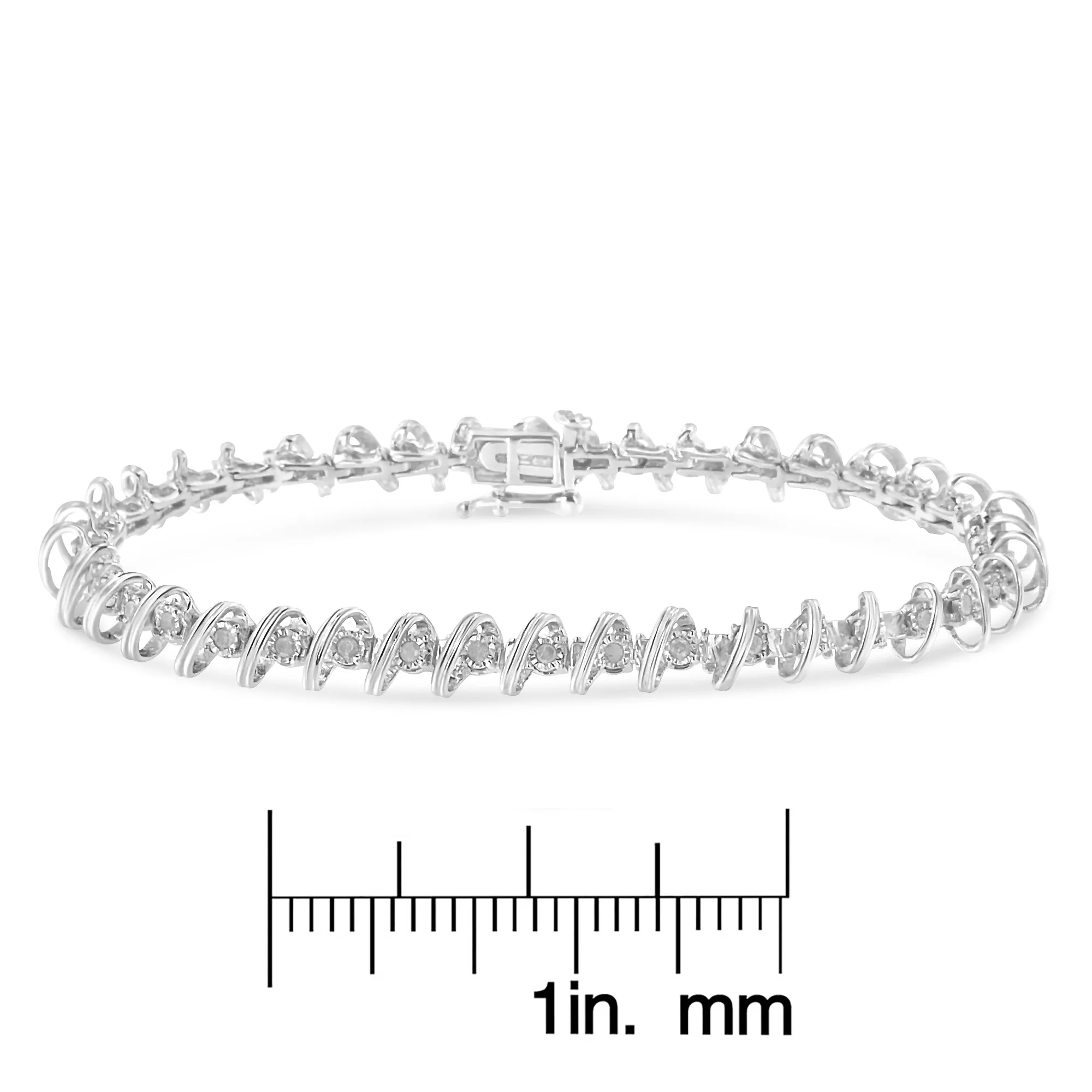 .925 Sterling Silver 1/2 Cttw Diamond Miracle-Set 7" Tennis Bracelet