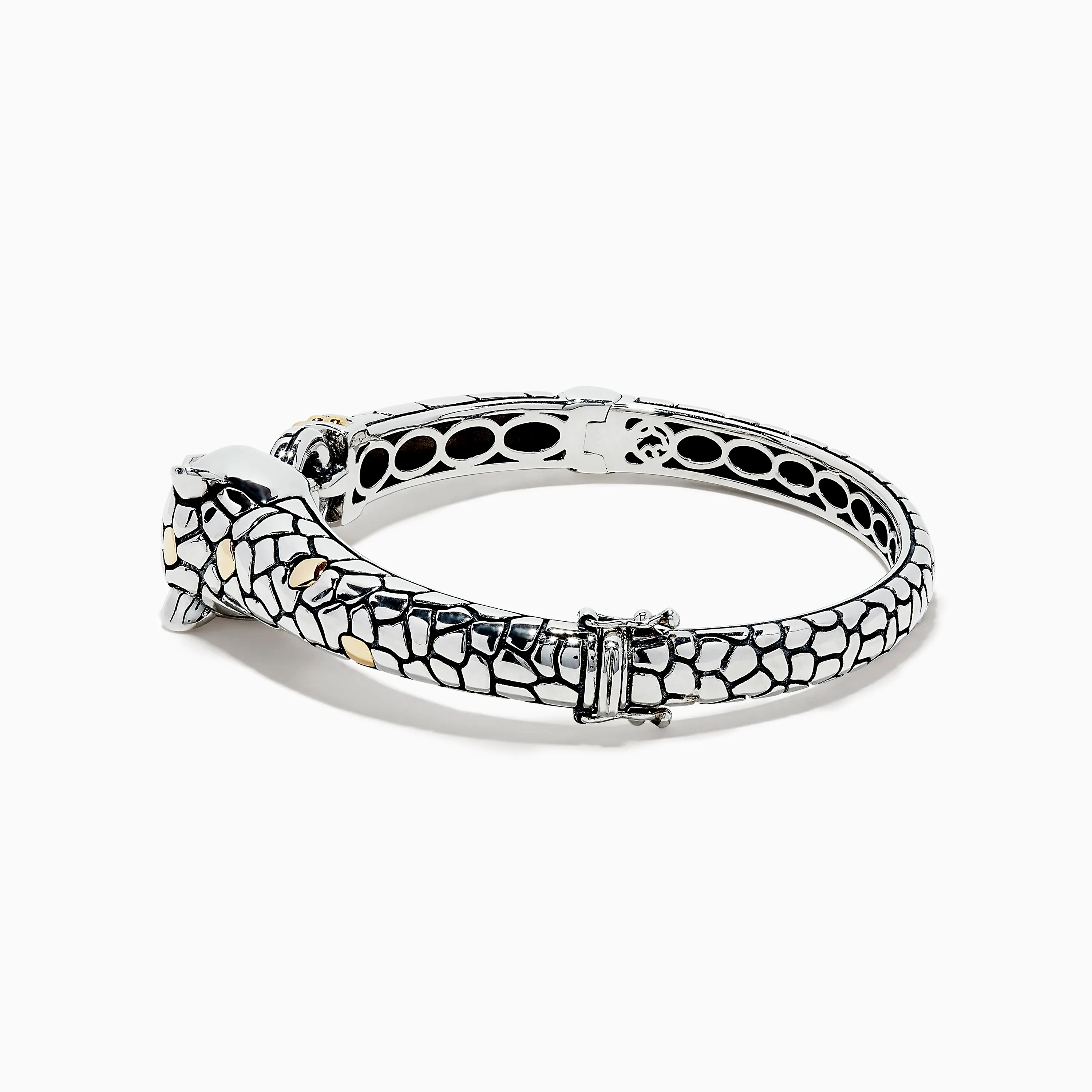 925 Sterling Silver & 18K Gold Panther Bangle