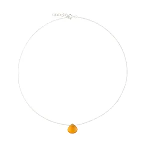 925 Sterling Silver Necklace - Citrine Stone Pendant