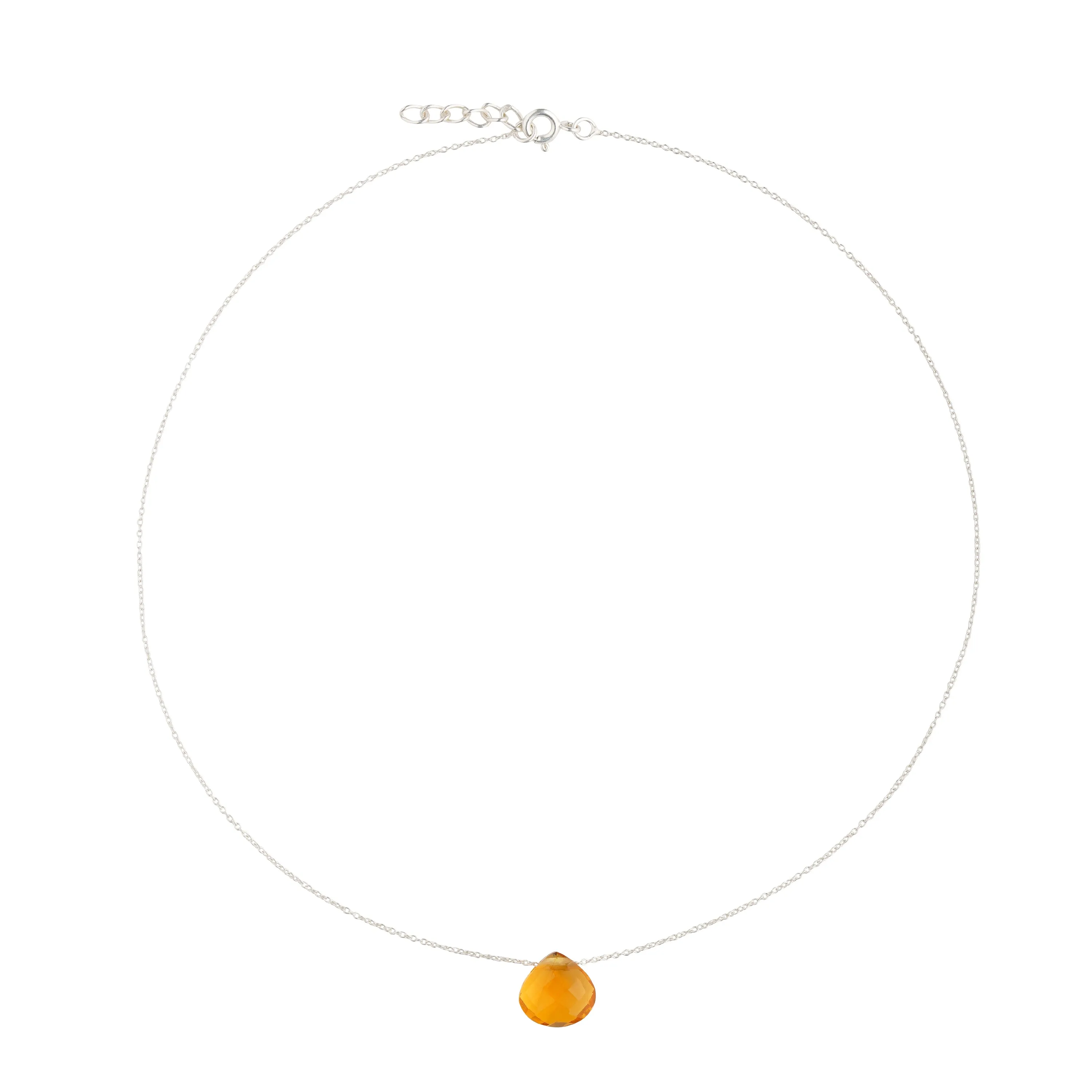 925 Sterling Silver Necklace - Citrine Stone Pendant