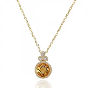 9ct Yellow Gold Earth Grown Diamond & Citrine Pendant Necklace