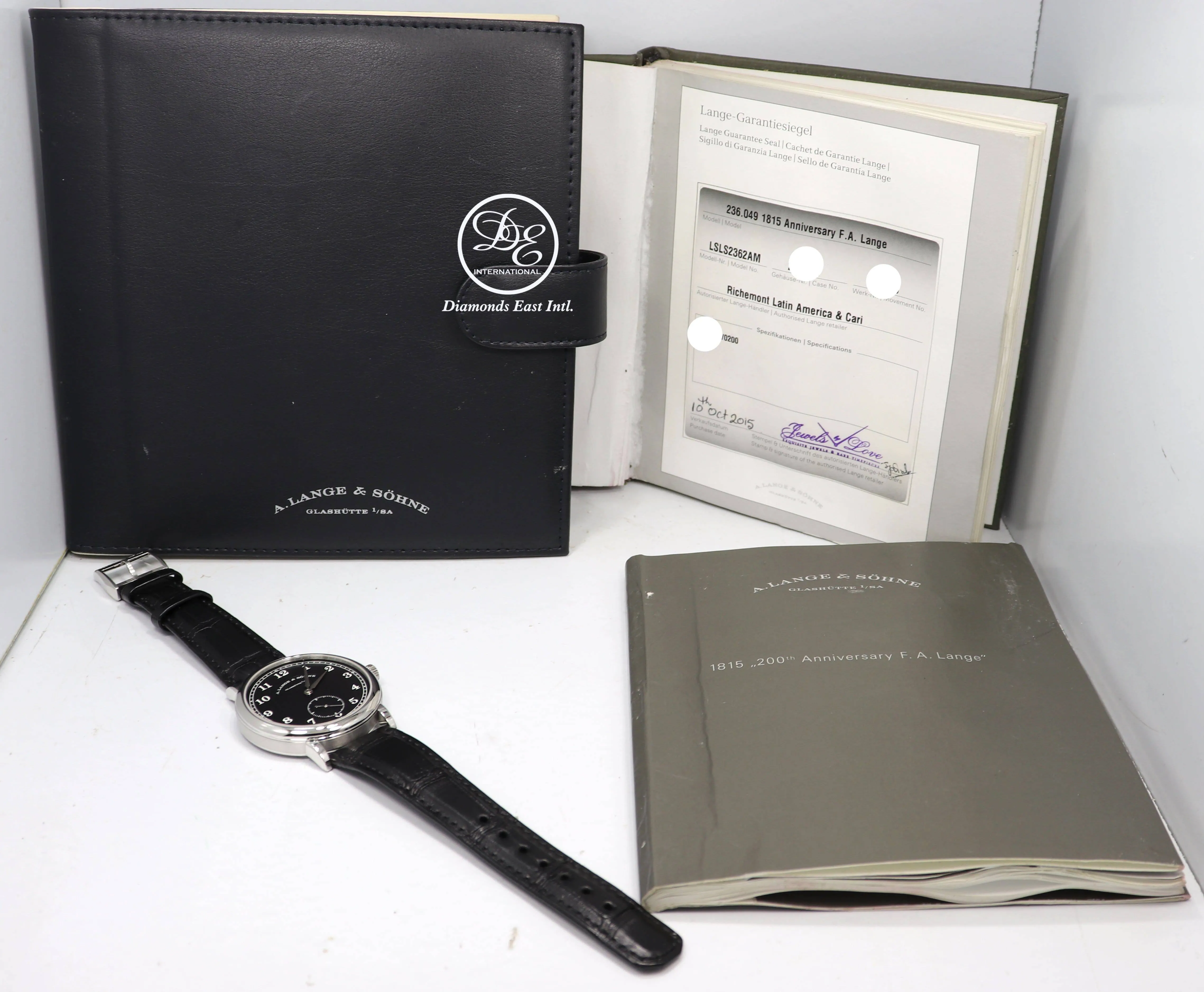 A. Lange & Söhne 1815 200th Anniversary F.A. Lange 236.049 Platinum 36305 *NEW*