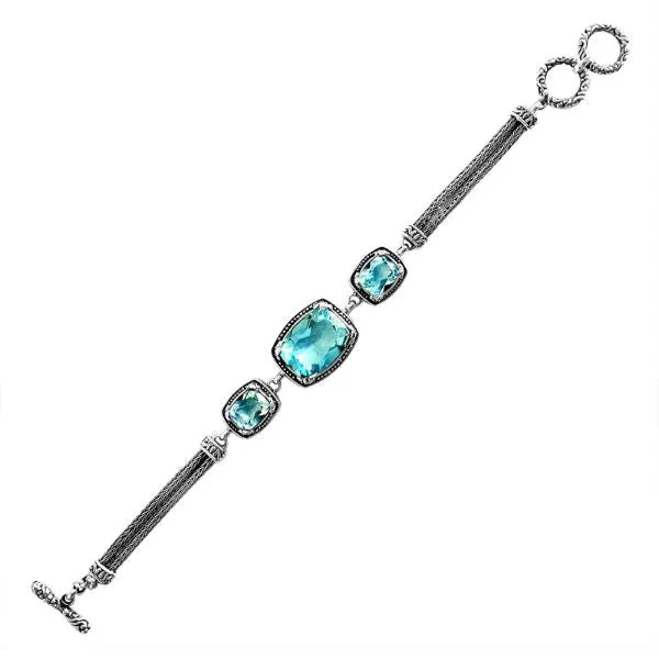 AB-6142-BT Sterling Silver Bracelet With Blue Topaz Q.