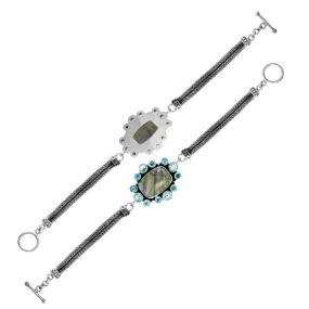 AB-6143-CO1 Sterling Silver Bracelet With Labradorite & Blue Topaz Q.