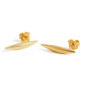 Afiok signature small quill stud earrings recycled 24kt yellow gold vermeil