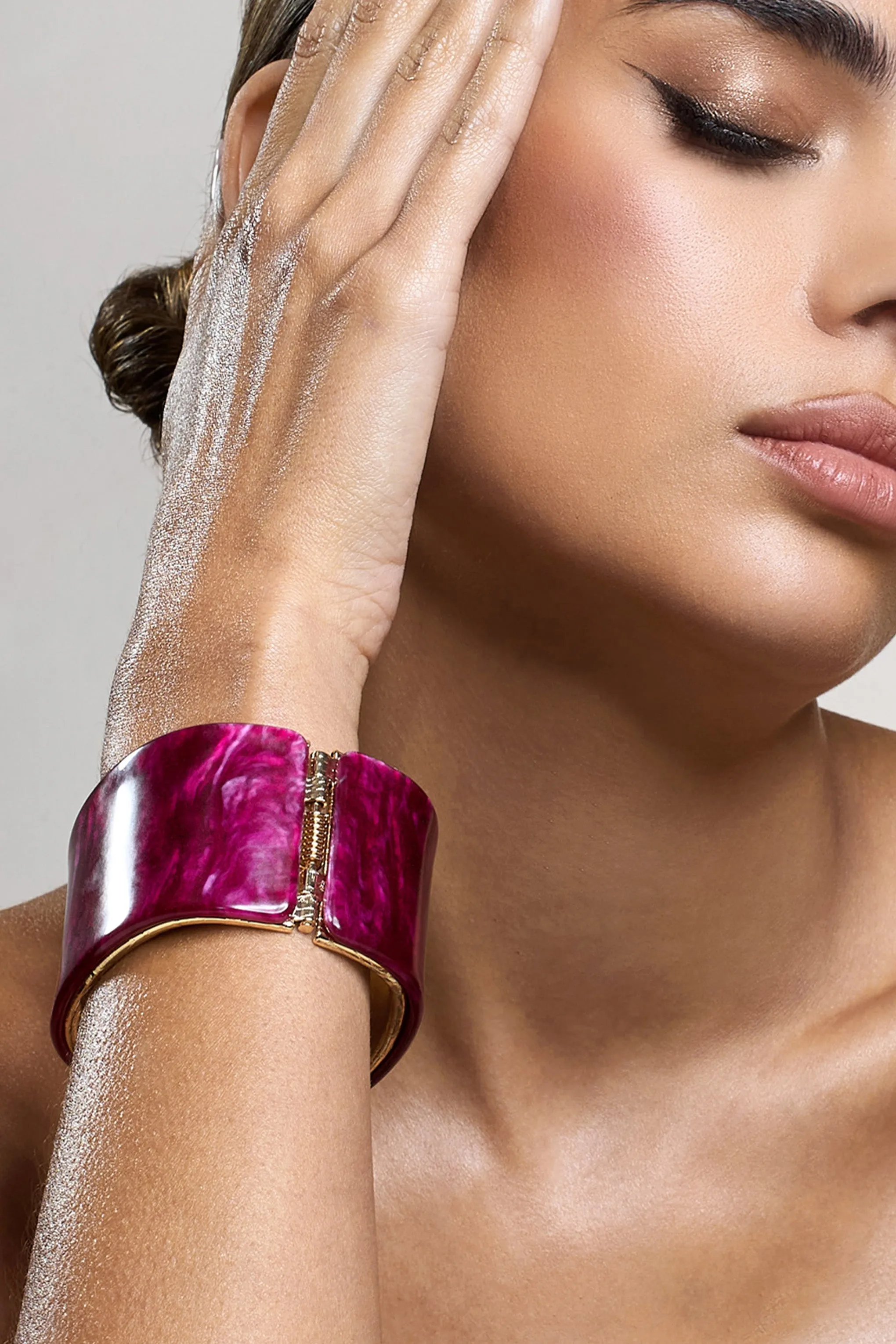 Agua | Gold & Pink Resin Chunky Bangle