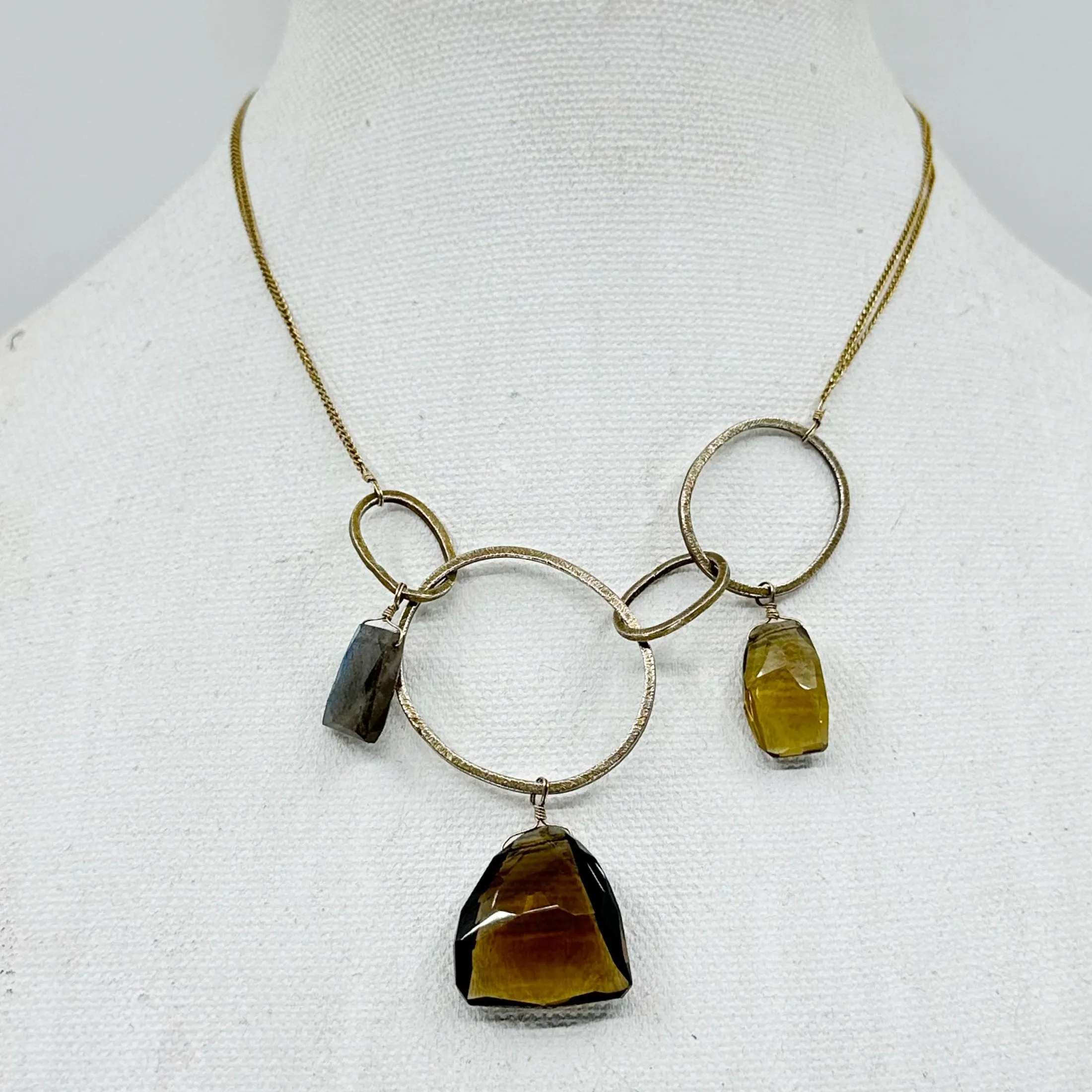 Alexis Bittar gold tone smoky quartz & labradorite bead necklace