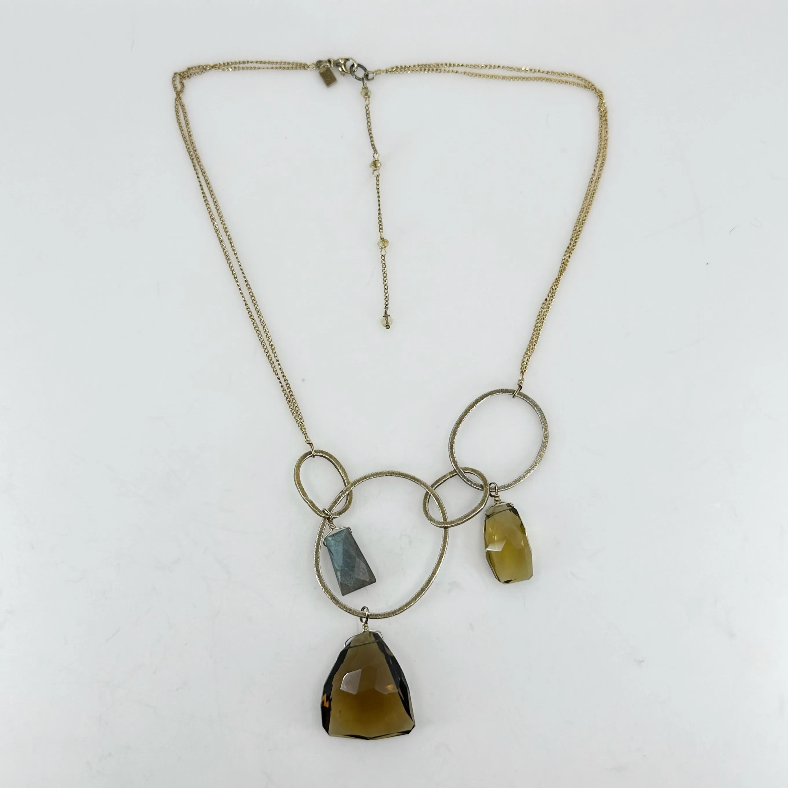 Alexis Bittar gold tone smoky quartz & labradorite bead necklace