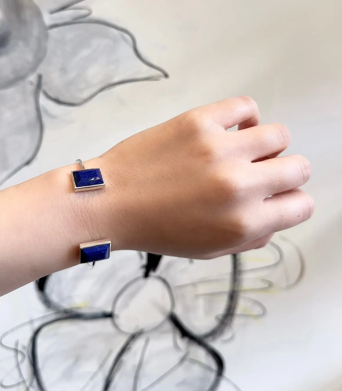 Amare Wear Baguette Lapis Handcuff Bracelet