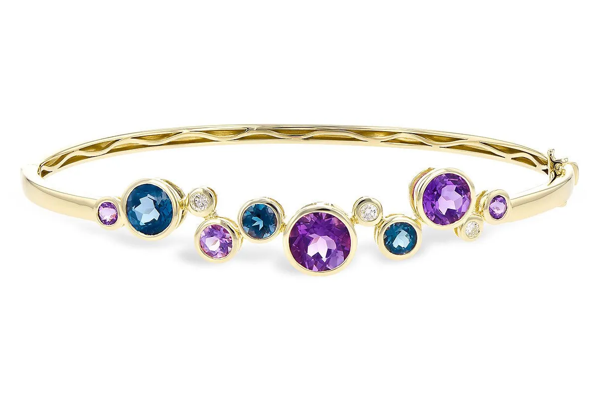 Amethyst, Blue Topaz & Diamond Bangle Bracelet