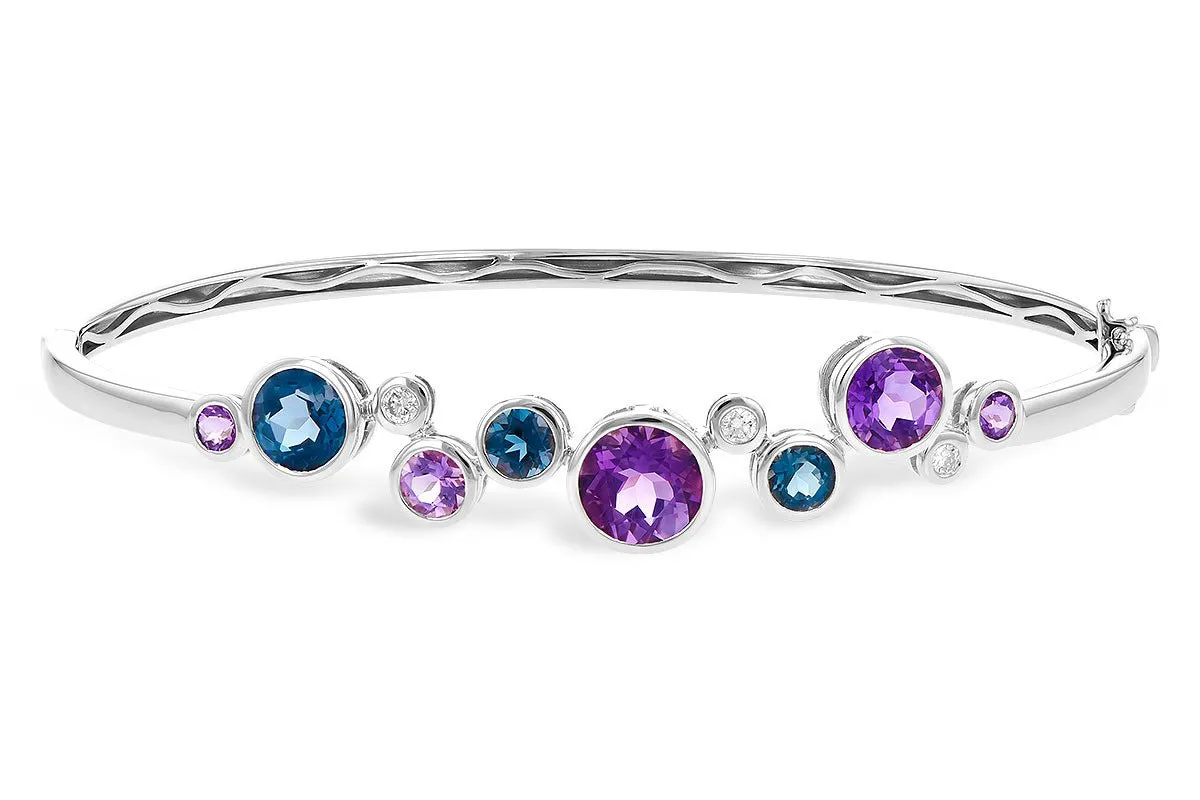 Amethyst, Blue Topaz & Diamond Bangle Bracelet