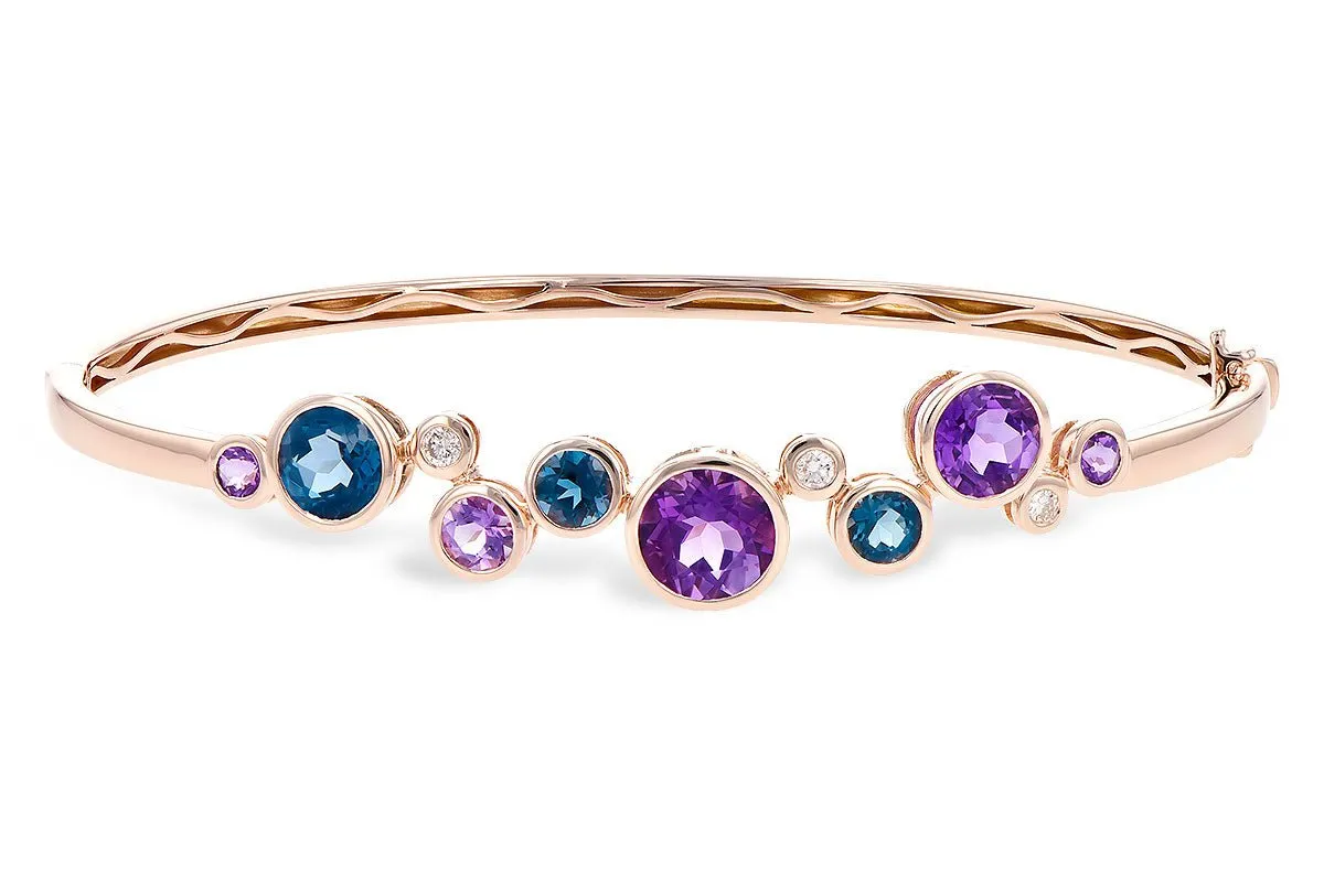 Amethyst, Blue Topaz & Diamond Bangle Bracelet