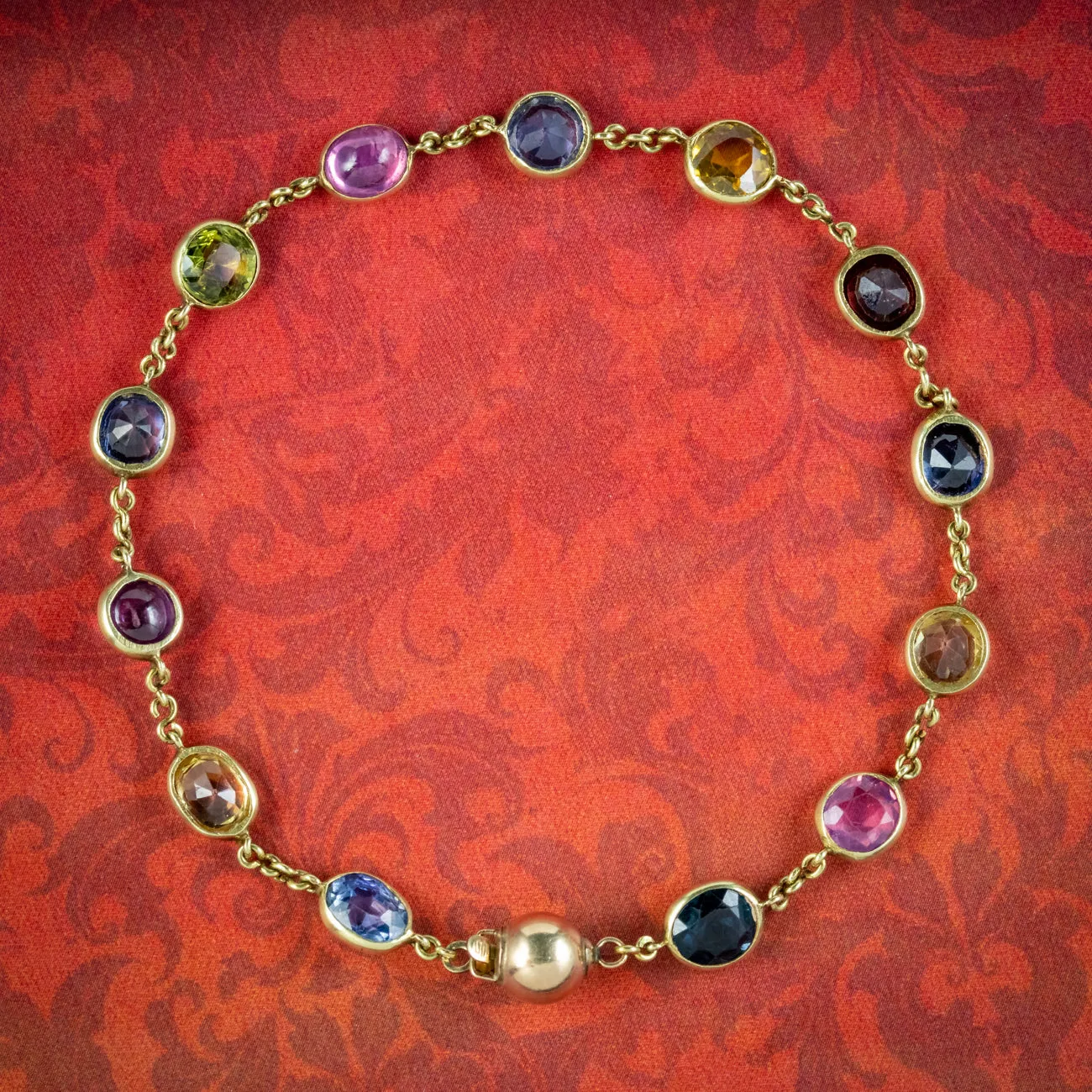 Antique Victorian Gemstone Bracelet 18ct Gold Circa 1900