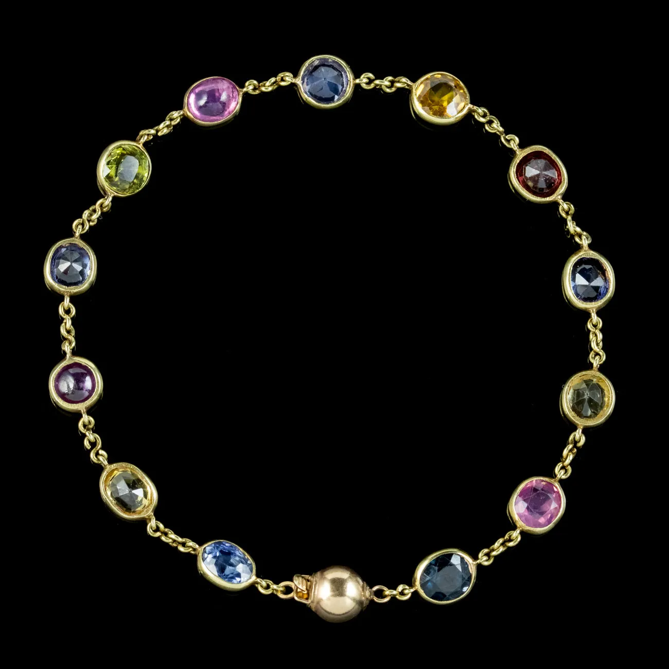 Antique Victorian Gemstone Bracelet 18ct Gold Circa 1900