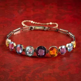 Antique Victorian Harlequin Gemstone Bracelet