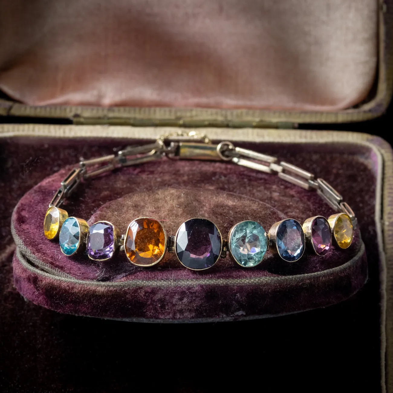 Antique Victorian Harlequin Gemstone Bracelet