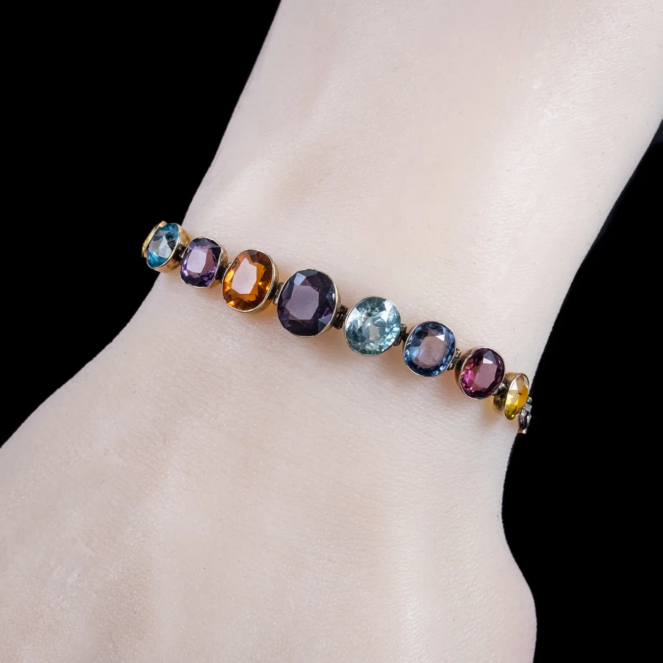 Antique Victorian Harlequin Gemstone Bracelet