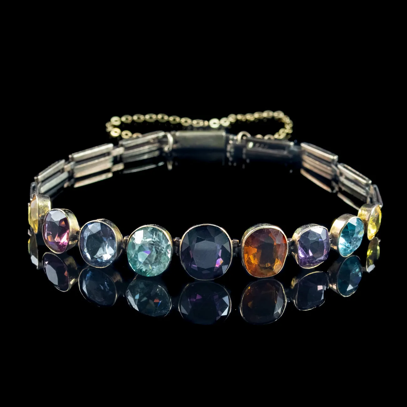 Antique Victorian Harlequin Gemstone Bracelet