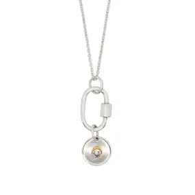 April Birthstone Carabiner Necklace - Quartz