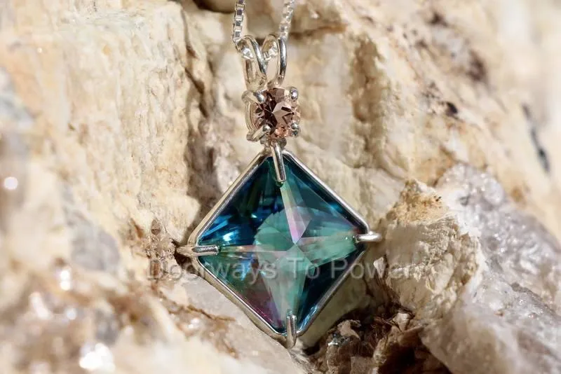 Aqua Aura Morganite Magician Stone Pendant