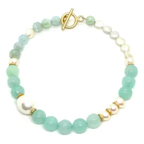 Aqua Quartz and Pearl Necklace