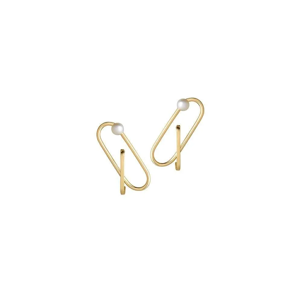 Astra Fusion 18K Gold Earrings w. Pearl