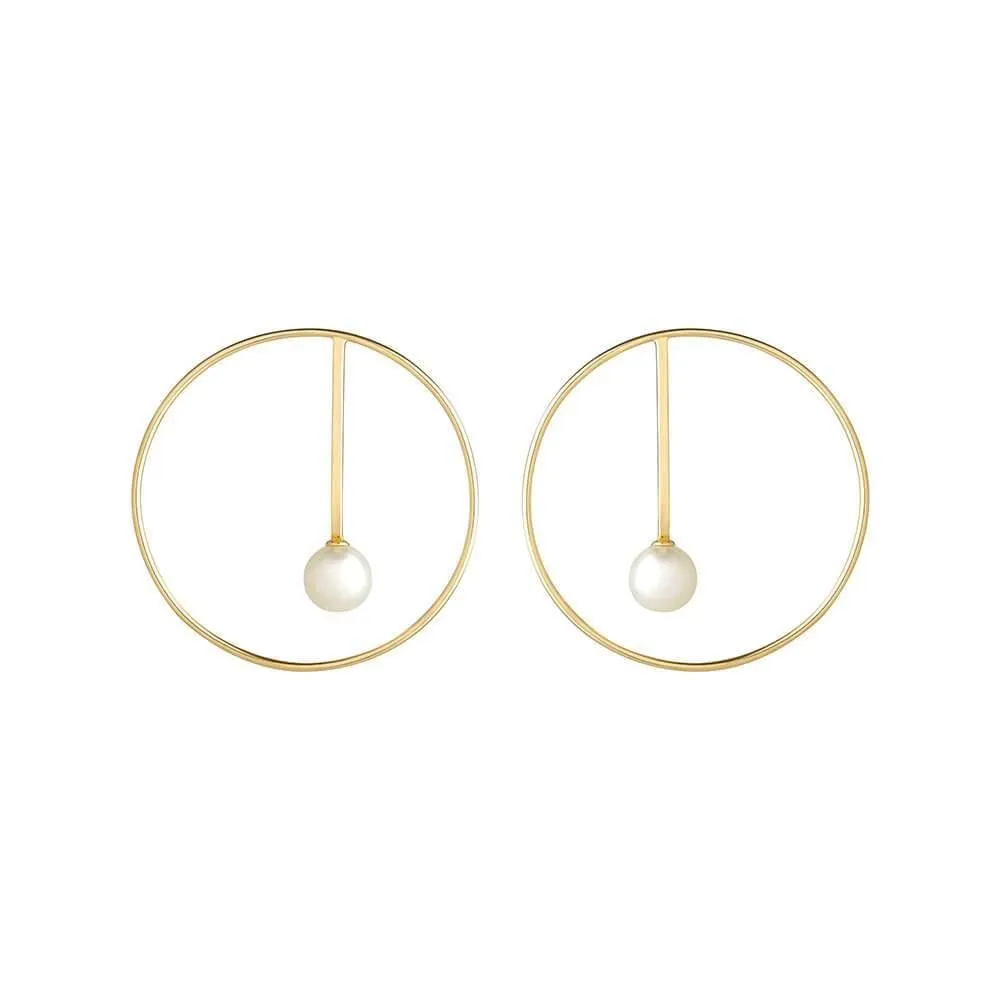 Astra Moon 18K Gold Earrings w. Pearl & Diamond