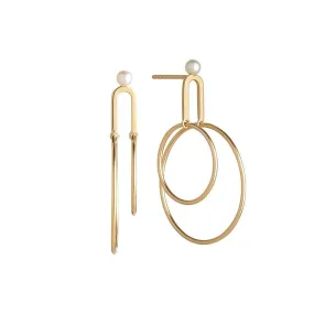 Astra Synergy 18K Gold Hoops & Earrings w. Pearl